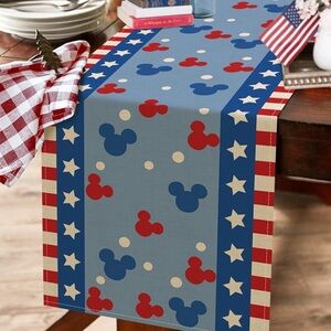 13x72 Table Runner Disney Hidden Mickey Mouse 4th Of July Fabric Mantel Scarf